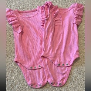 Cat & Jack Pink Ruffle Sleeve Bodysuit Set